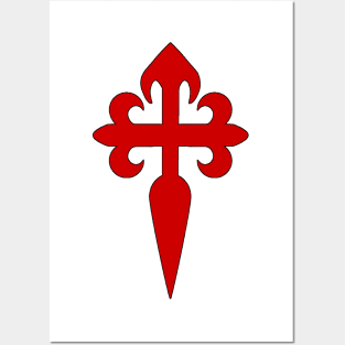 Cross of Saint James Santiago Red Cross in white background Posters and Art